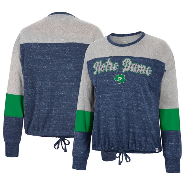 Colosseum Navy Notre Dame Fighting Irish Joanna Tie Front T-shirt à manches longues pour femme