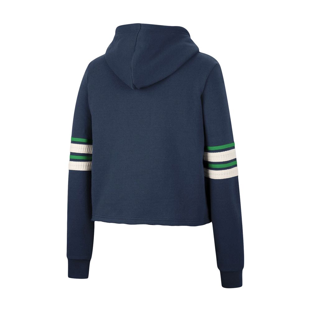 Women's Colosseum Navy Notre Dame Fighting Irish Retro Cropped Pullover Hoodie