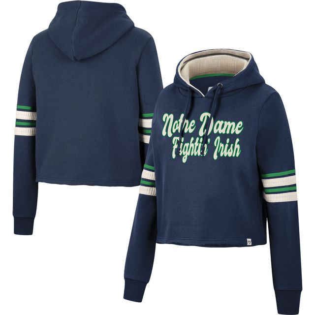 Pull à capuche court rétro irlandais Notre Dame Fighting Irish Colosseum pour femmes