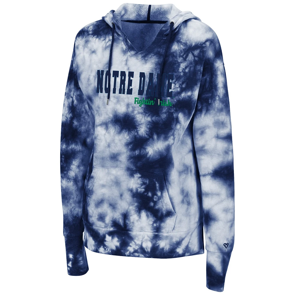 Sweat à capuche tie-dye Colosseum Navy Notre Dame Fighting Irish Shavonee pour femme