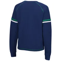 Colosseum Navy Notre Dame Fighting Irish Sweep Pass Sleeve Stripe Sweat-shirt raglan pour femme