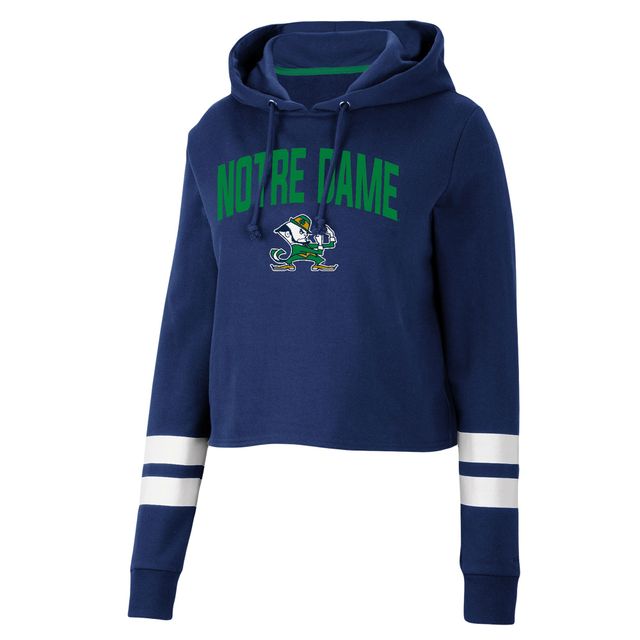 Sweat à capuche court Colosseum Navy Notre Dame Fighting Irish Throwback Stripe pour femme