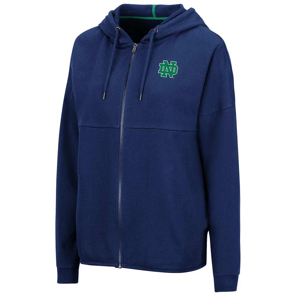 Women's Colosseum Navy Notre Dame Fighting Irish Two-Hit Full-Zip Hoodie