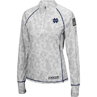 Colosseum pour femme blanc Notre Dame Fighting Irish OHT Military Appreciation Officer Arctic Camo Fitted Lightweight 1/4-Zip Jacket