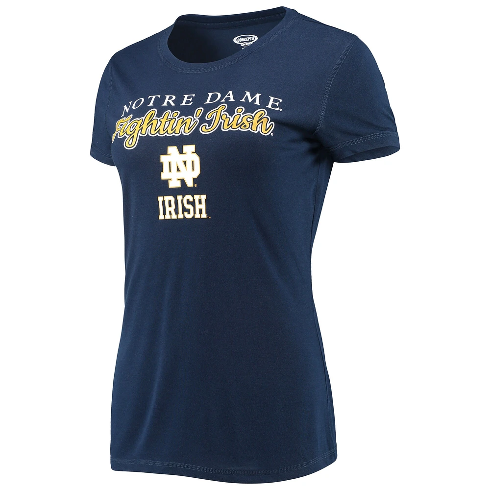 Concepts Sport Ensemble de nuit pour femme Bleu marine/doré Notre Dame Fighting Irish Lodge T-shirt et pantalon en flanelle