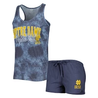 Women's Concepts Sport Navy Notre Dame Fighting Irish Billboard Tie-Dye Tank and Shorts Sleep Set