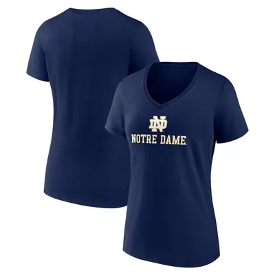 Notre Dame Fighting Irish Fanatics Branded Women's Lockup Team V-Neck T-Shirt - Navy