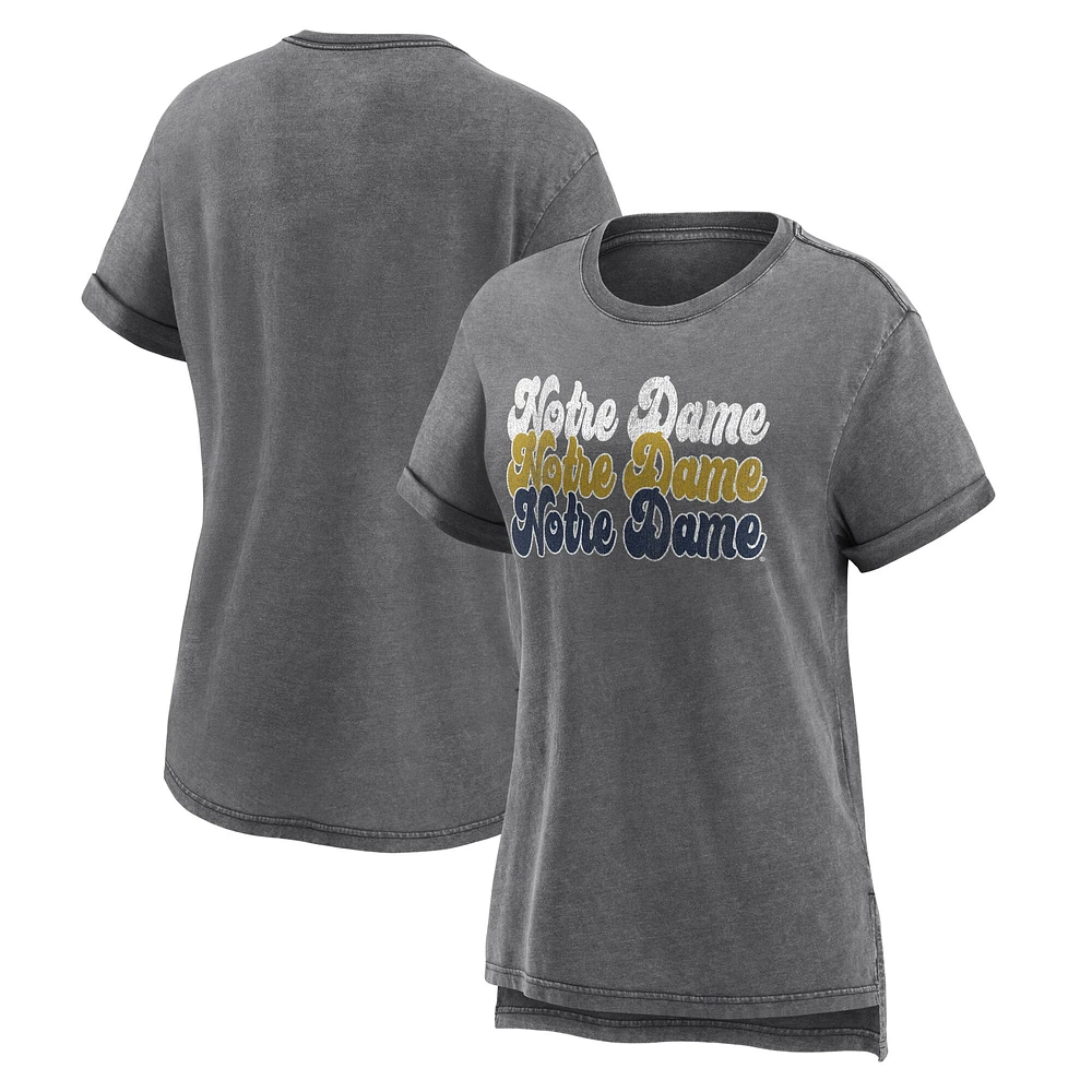 Women's Fanatics  Gray Notre Dame Fighting Irish True Classics Washed Fashion T-Shirt