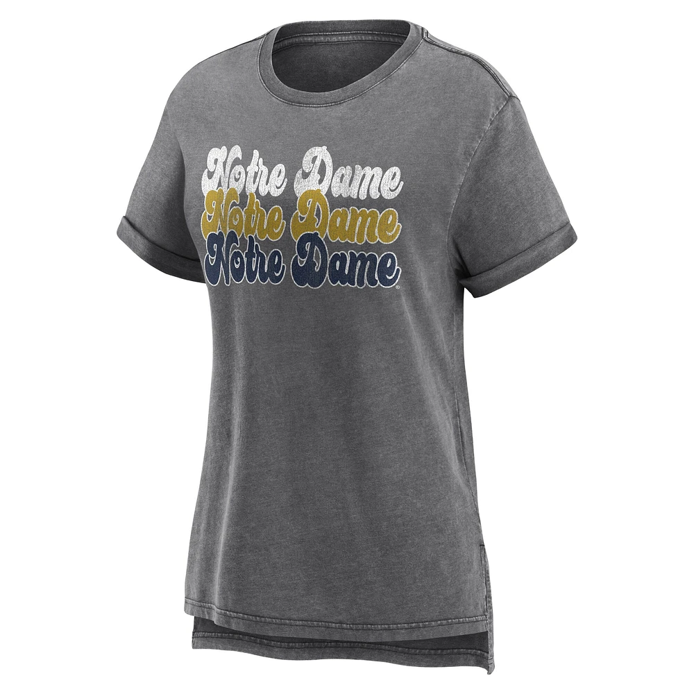 Women's Fanatics  Gray Notre Dame Fighting Irish True Classics Washed Fashion T-Shirt