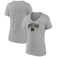 T-shirt col en V gris chiné Fanatics pour femmes du campus Fighting Irish de Notre Dame