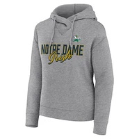 Women's Fanatics Heather Gray Notre Dame Fighting Irish Script Favorite Pullover Hoodie