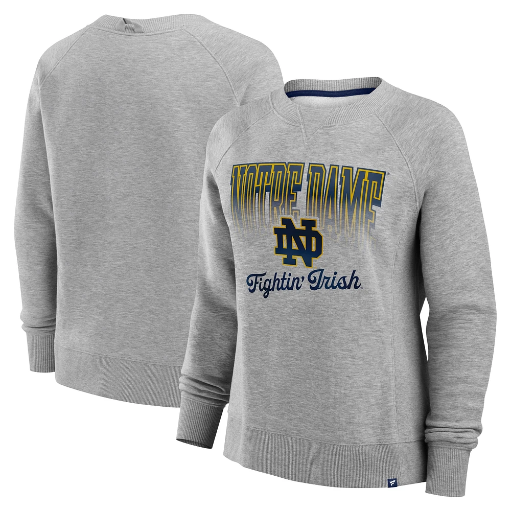 Women's Fanatics Heather Gray Notre Dame Fighting Irish Training Camp Hit Hard Fleece Pullover Sweatshirt