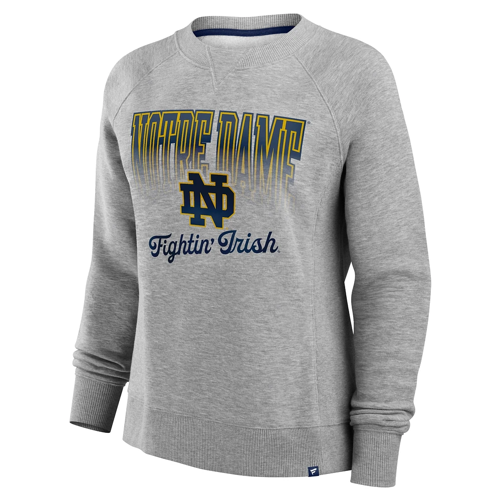 Women's Fanatics Heather Gray Notre Dame Fighting Irish Training Camp Hit Hard Fleece Pullover Sweatshirt