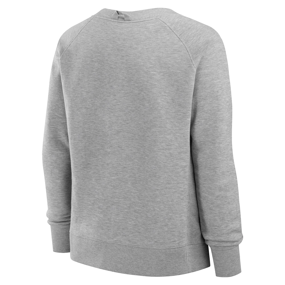 Women's Fanatics Heather Gray Notre Dame Fighting Irish Training Camp Hit Hard Fleece Pullover Sweatshirt
