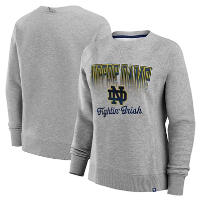 Women's Fanatics Heather Gray Notre Dame Fighting Irish Training Camp Hit Hard Fleece Pullover Sweatshirt
