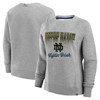 Women's Fanatics Heather Gray Notre Dame Fighting Irish Training Camp Hit Hard Fleece Pullover Sweatshirt