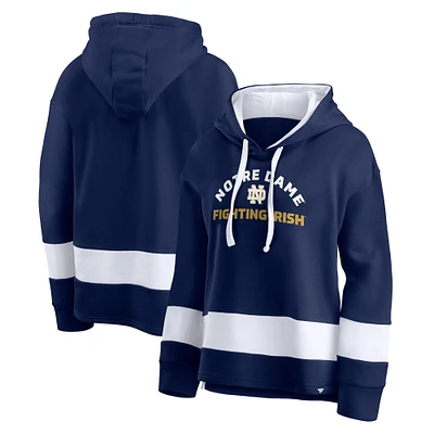 Sweat à capuche arqué Block Party de Notre Dame Fighting Irish Heather Navy pour femmes Fanatics