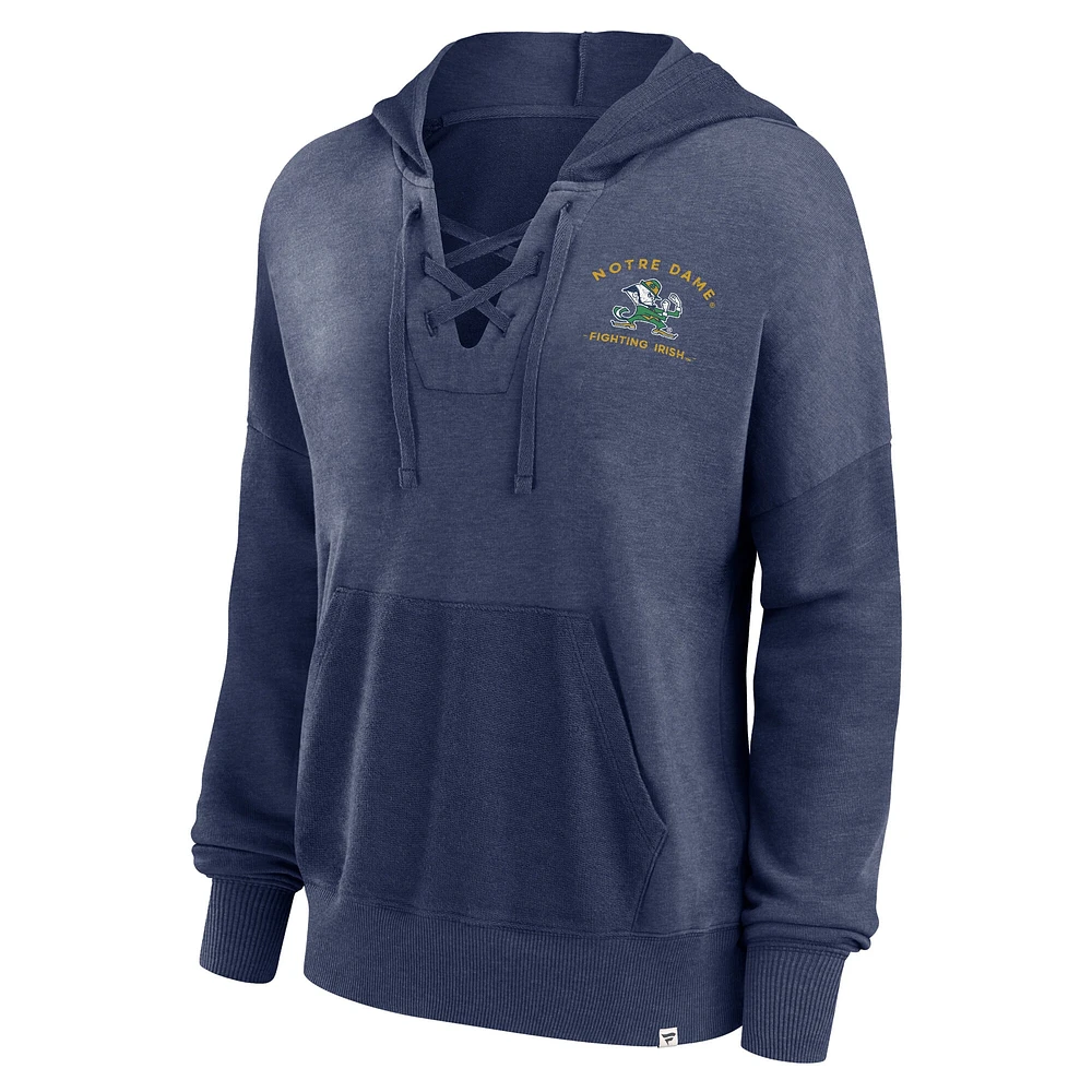 Sweat à capuche lacets Fanatics Heather Navy Notre Dame Fighting Irish Campus pour femmes