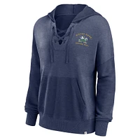 Women's Fanatics Heather Navy Notre Dame Fighting Irish Campus Lace-Up Pullover Hoodie