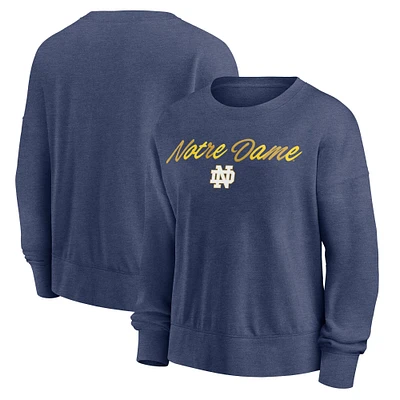 Sweat-shirt Fanatics Heather Navy Notre Dame Fighting Irish Script pour femmes