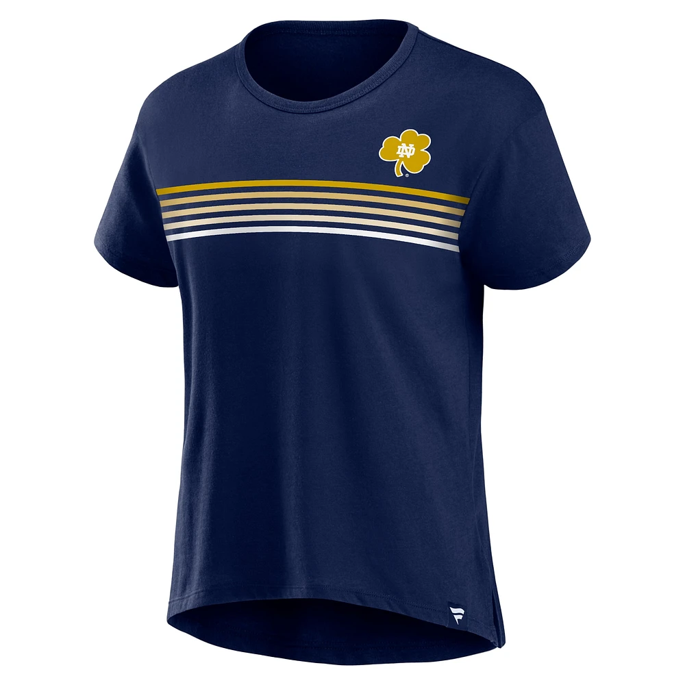 Women's Fanatics Heathered Navy Notre Dame Fighting Irish Tie Breaker T-Shirt