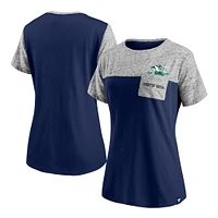 T-shirt Fanatics pour femmes bleu marine/gris chiné Notre Dame Fighting Irish avec poche intérieure