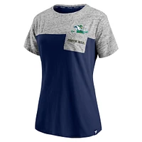 T-shirt Fanatics pour femmes bleu marine/gris chiné Notre Dame Fighting Irish avec poche intérieure