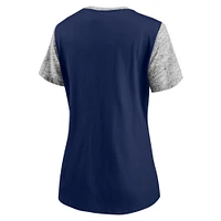 T-shirt Fanatics pour femmes bleu marine/gris chiné Notre Dame Fighting Irish avec poche intérieure