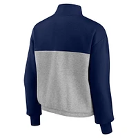 Veste fanatiques pour femmes bleu marine/gris chiné Notre Dame Fighting Irish Sideline to Colorblock Quarter-Zip Jacket