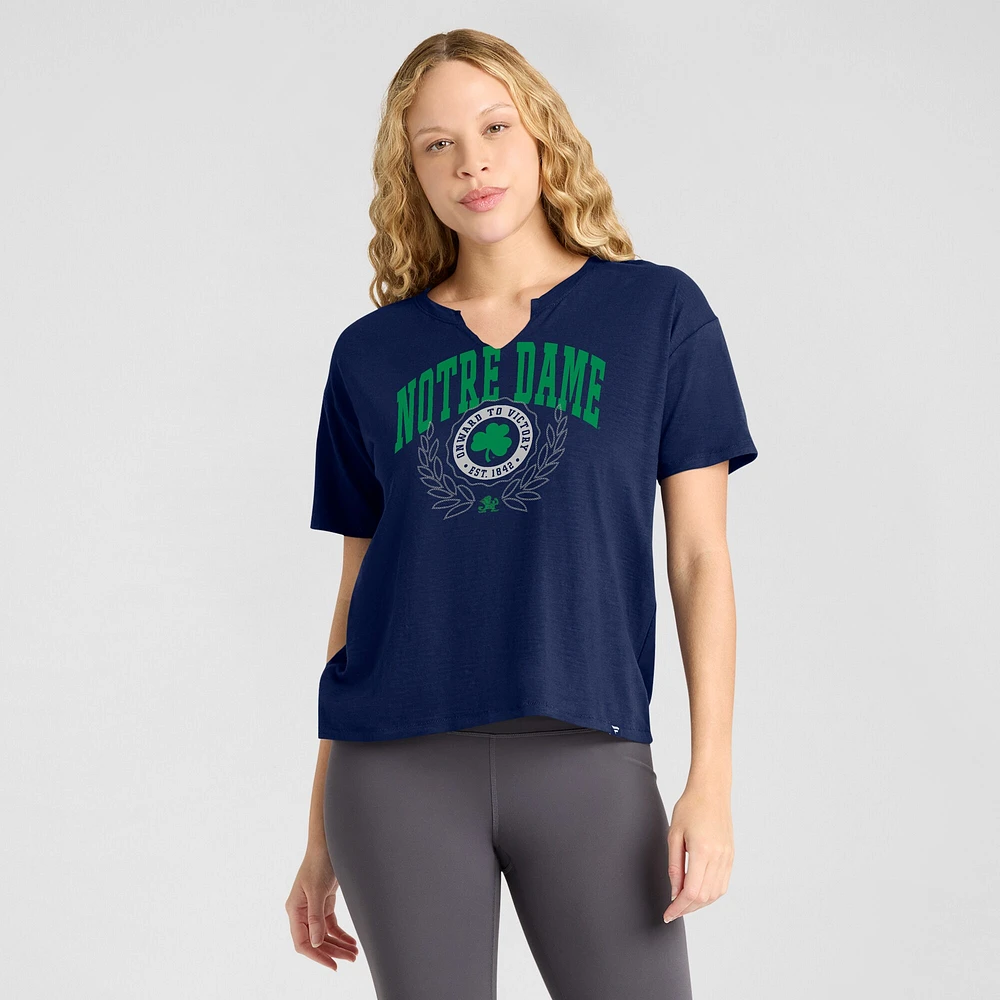 Women's Fanatics Navy Notre Dame Fighting Irish Championship Drive Slub Boxy T-Shirt