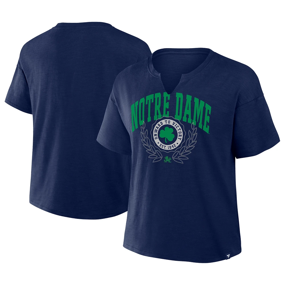 Women's Fanatics Navy Notre Dame Fighting Irish Championship Drive Slub Boxy T-Shirt