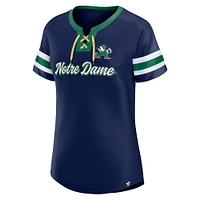 Women's Fanatics  Navy Notre Dame Fighting Irish Iconic Athena Lace-Up T-Shirt