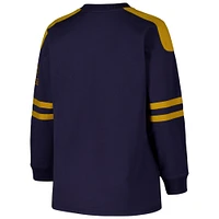 Women's Fanatics Navy Notre Dame Fighting Irish Plus Contrast Sleeve Fleece Pullover Sweatshirt