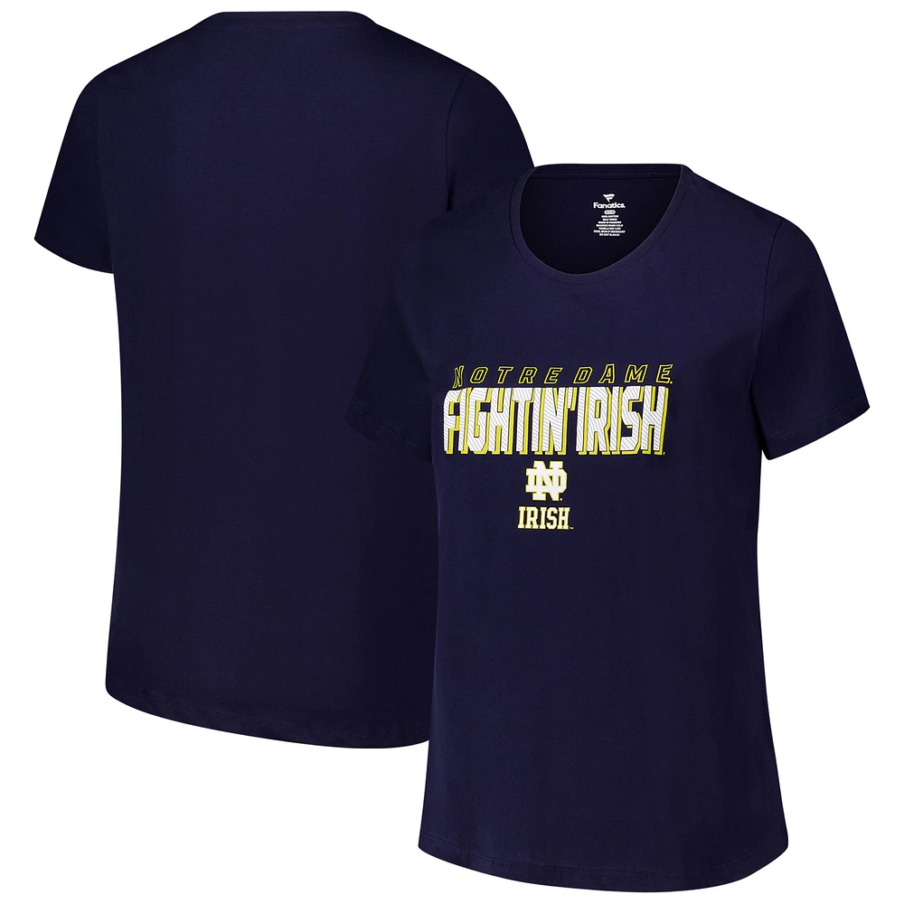 Women's Fanatics Navy Notre Dame Fighting Irish Plus Lean Scoop Neck T-Shirt