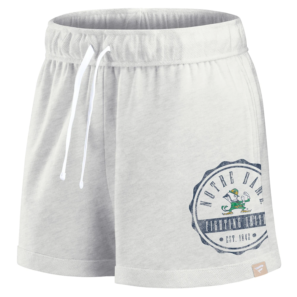 Short avec badge de victoire des Fighting Irish Notre Dame Fanatics Oatmeal pour femmes