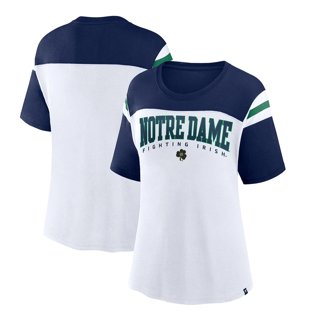 Women's Fanatics White Notre Dame Fighting Irish Color-Block Fundamental Winning T-Shirt