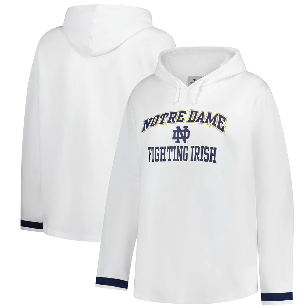 Sweat à capuche grande taille blanc Fanatics Notre Dame Fighting Irish pour femmes