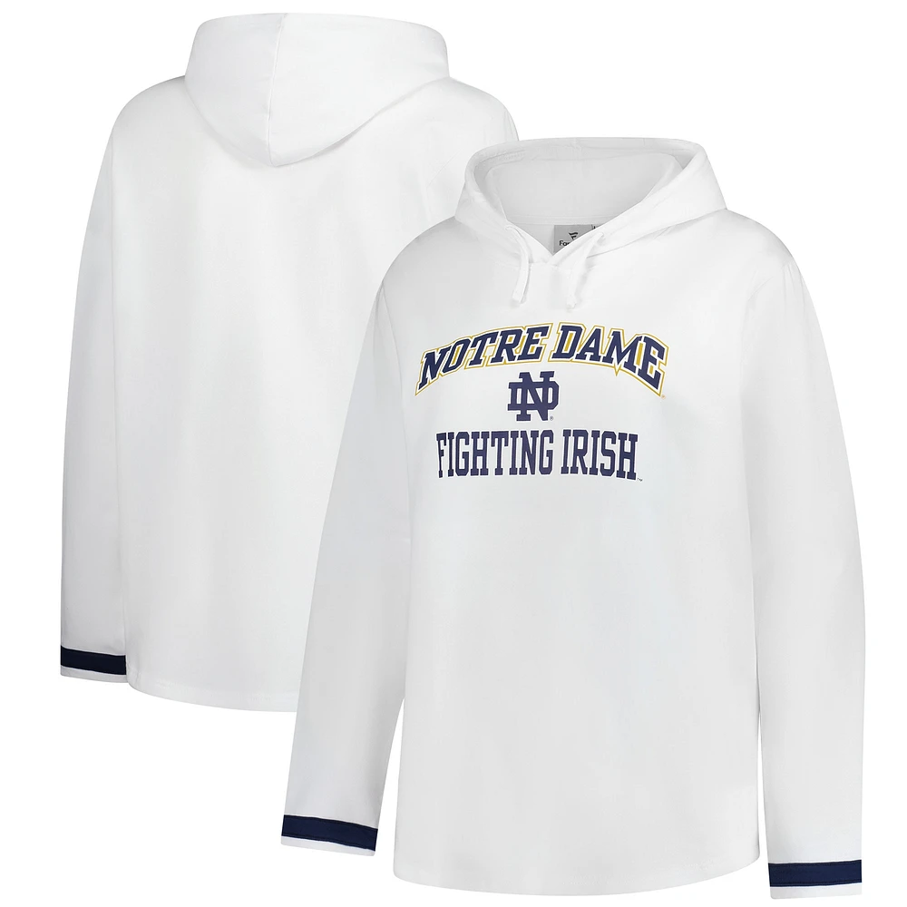 Sweat à capuche grande taille blanc Fanatics Notre Dame Fighting Irish pour femmes