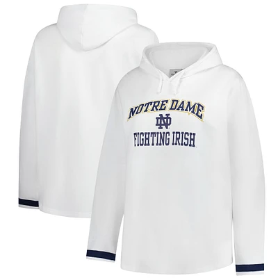 Sweat à capuche grande taille blanc Fanatics Notre Dame Fighting Irish pour femmes