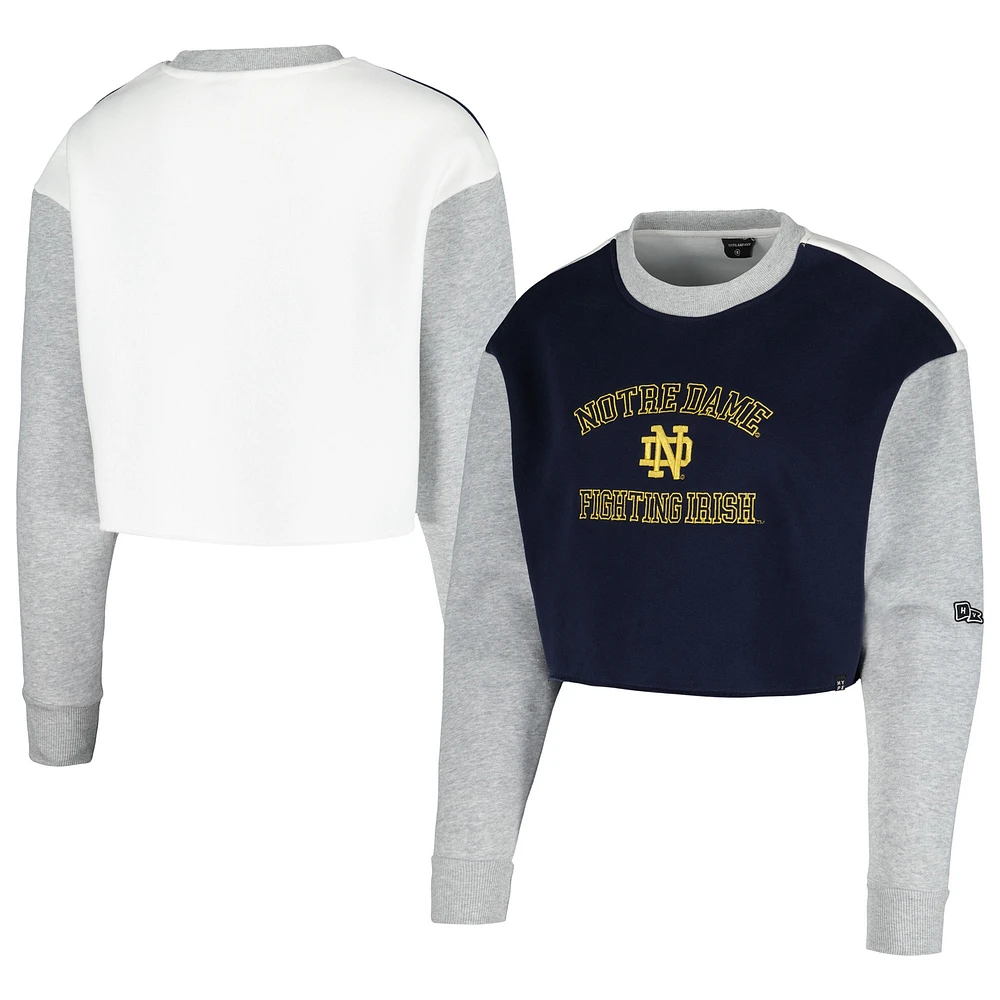 Sweat-shirt Hype and Vice Navy Notre Dame Fighting Irish Colorblock Rookie Crew pour femmes