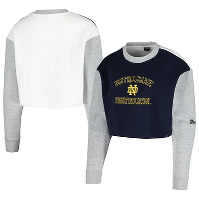 Women's Hype and Vice Navy Notre Dame Fighting Irish Colorblock Rookie Crew Pullover Sweatshirt