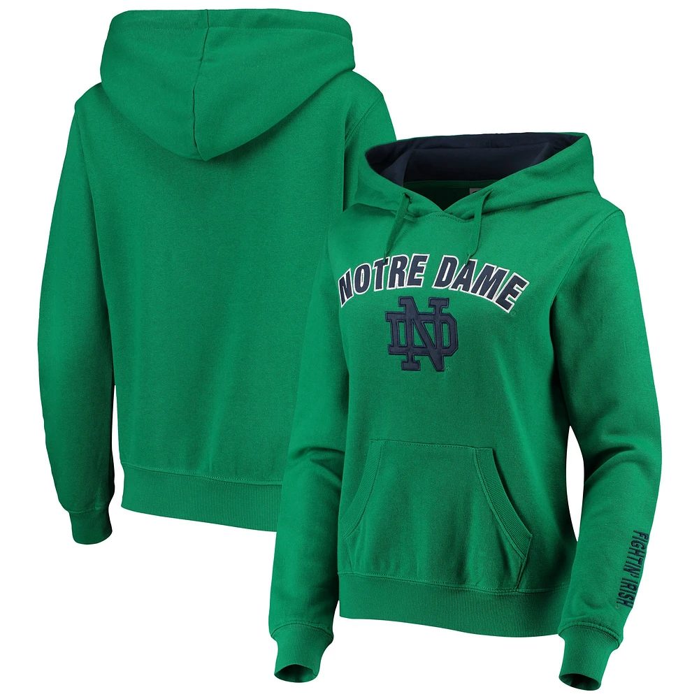 Women's Kelly Green Notre Dame Fighting Irish Arch & Logo 1 Pullover Hoodie