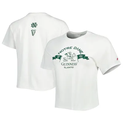 Notre Dame Fighting Irish League Collegiate Wear Women's Guinness Clothesline Cropped T-Shirt - White