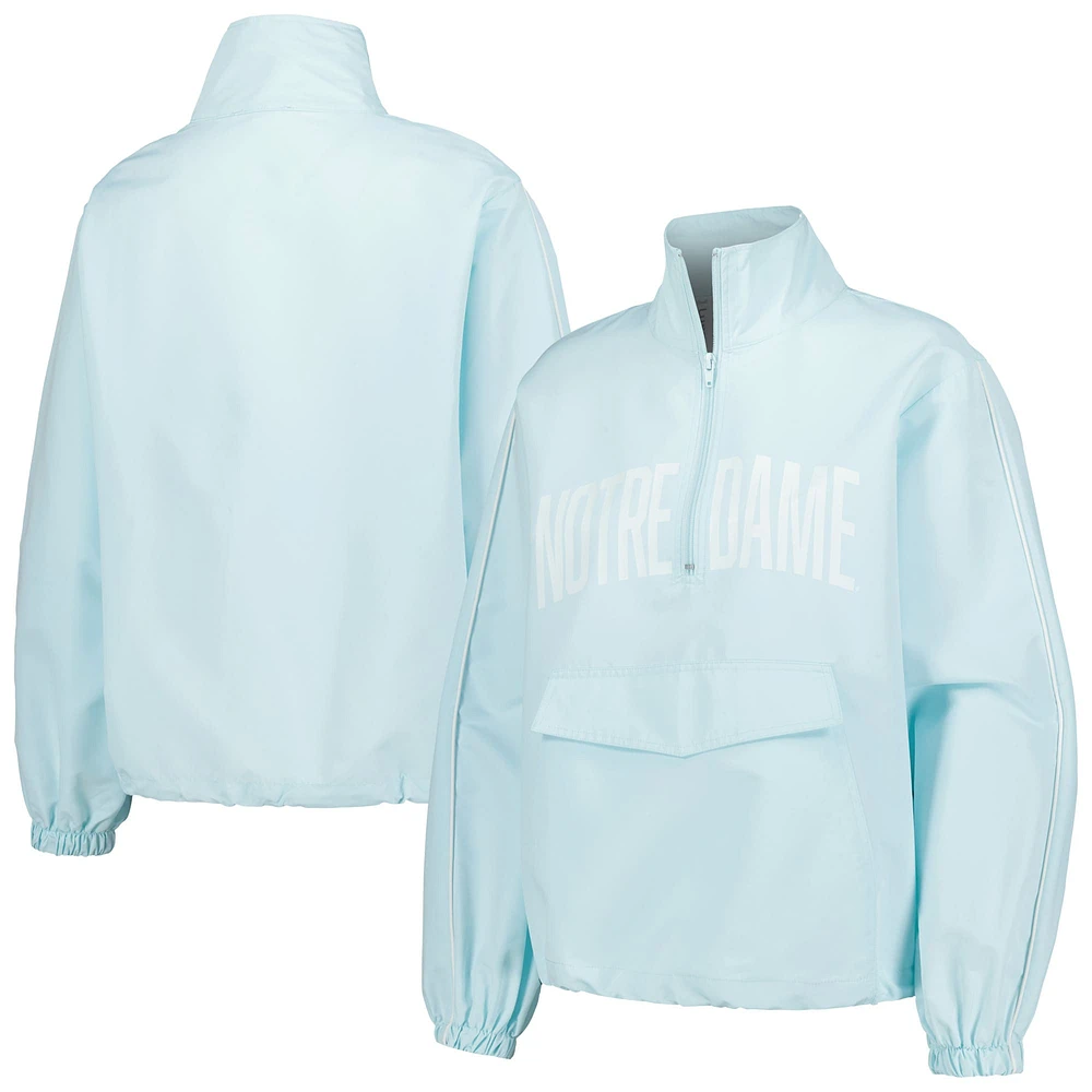 Women's Lusso Light Blue Notre Dame Fighting Irish Parker Quarter-Zip Rain Tech Jacket