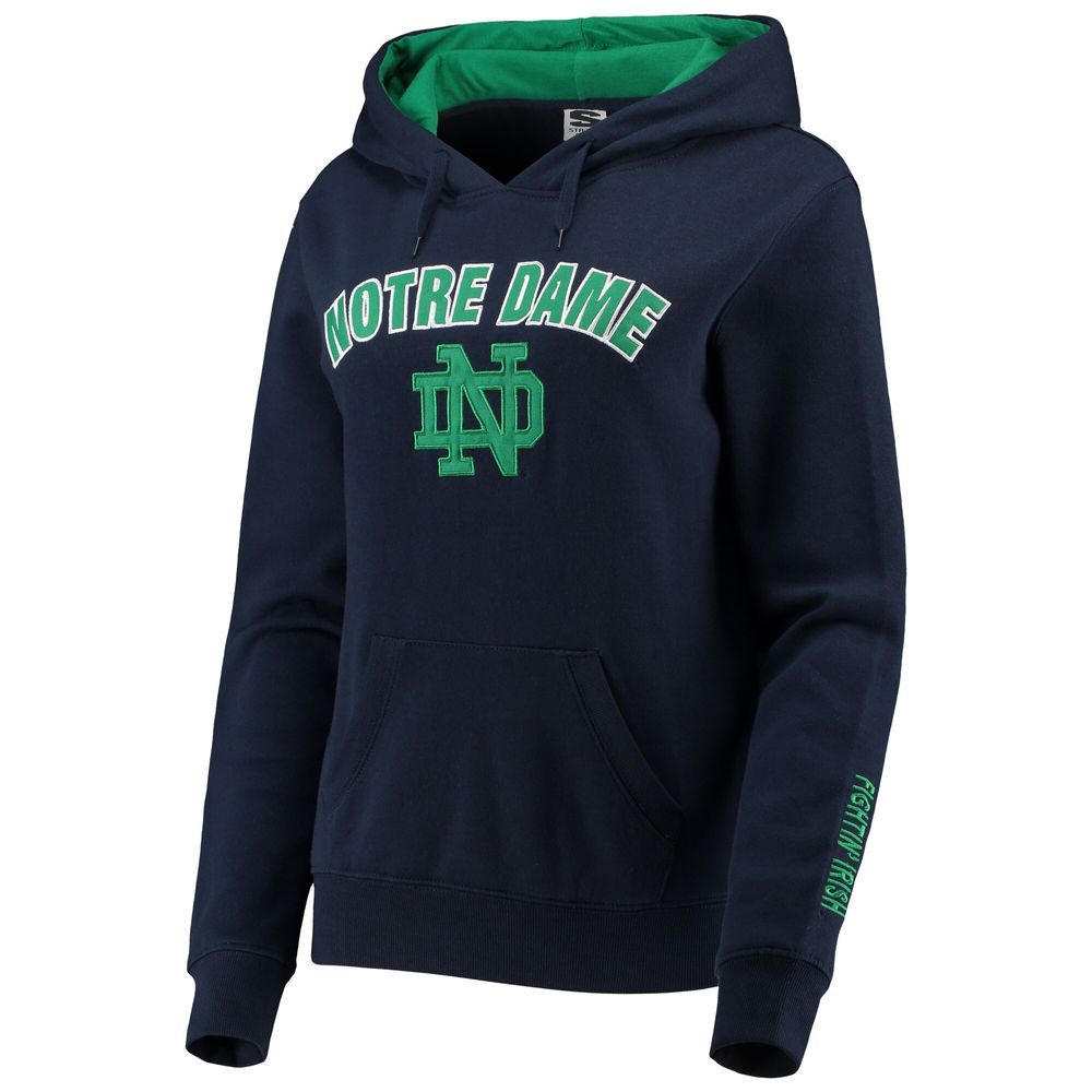 Women's Navy Notre Dame Fighting Irish Arch & Logo 1 Pullover Hoodie