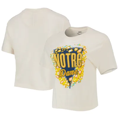 Notre Dame Fighting Irish Pressbox Women's Taylor Animal Print Cropped T-Shirt - Cream