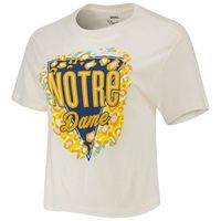 Women's Pressbox Cream Notre Dame Fighting Irish Taylor Animal Print Cropped T-Shirt