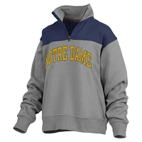 Women's Pressbox Gray Notre Dame Fighting Irish Avon Fleece Quarter-Zip Jacket