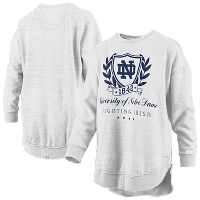 Women's Pressbox Heather Gray Notre Dame Fighting Irish Field Day Melange Poncho Pullover Sweatshirt