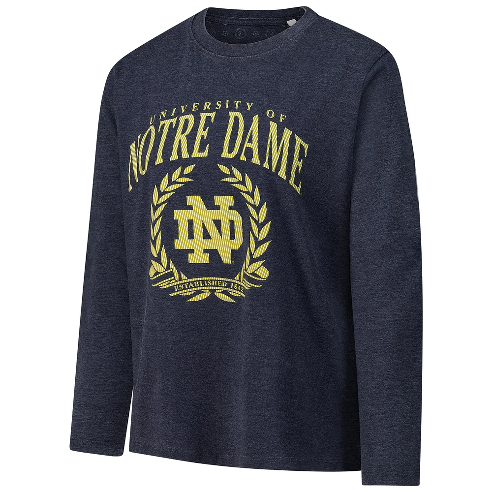 Women's Pressbox Navy Notre Dame Fighting Irish Chandler Olive Leaf Arch Long Sleeve T-Shirt